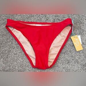 Kona Sol Cherry Red Bikini Bottom, Size Small (4-6), NEW With Tags